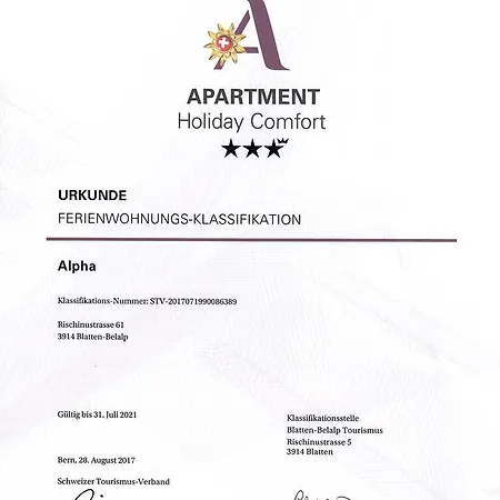 Ferienwohnung Blatten Chalet Alpha 公寓 *